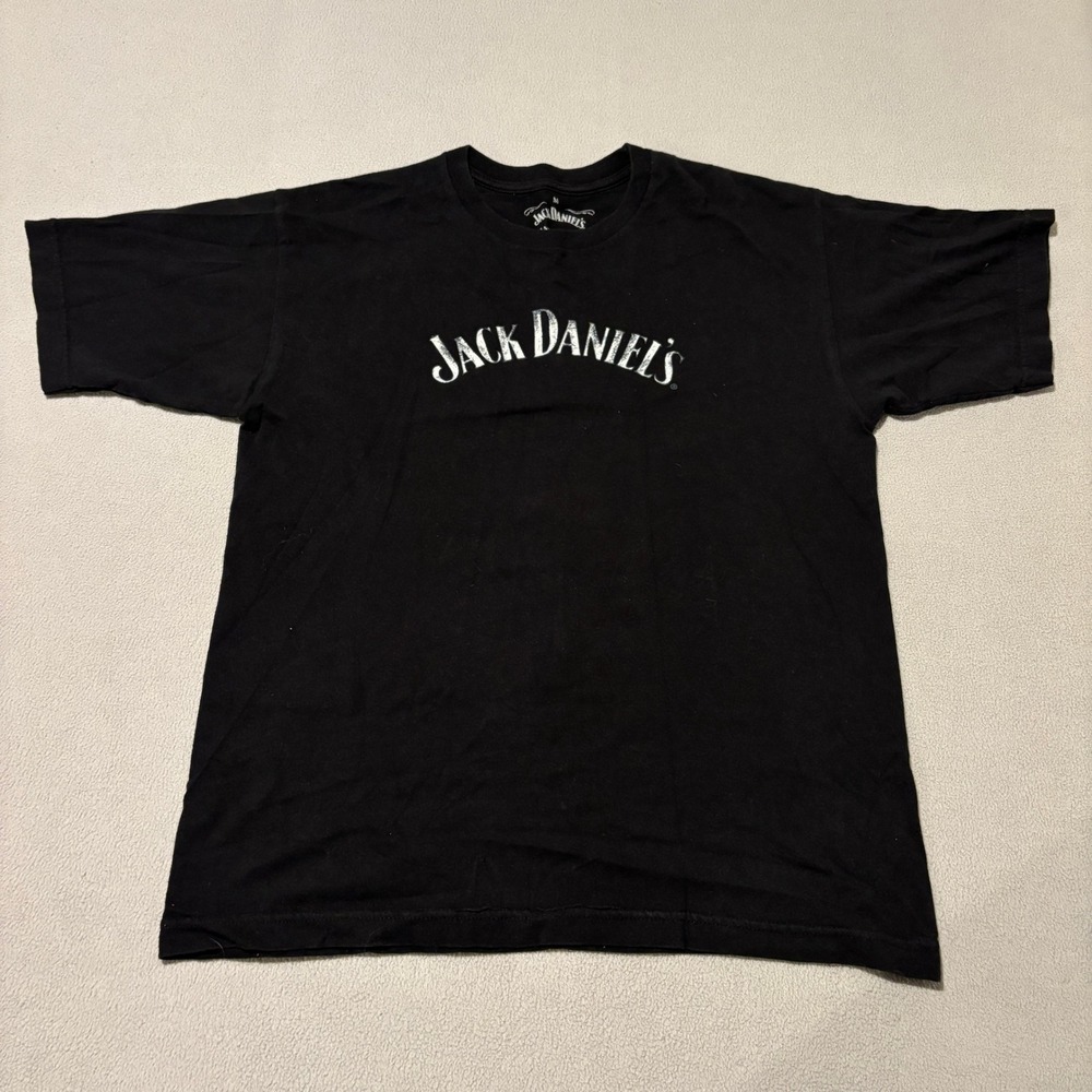 Jack Daniels Whiskey Barrel Graphic T-Shirt Mens Medium Black Cotton Casual